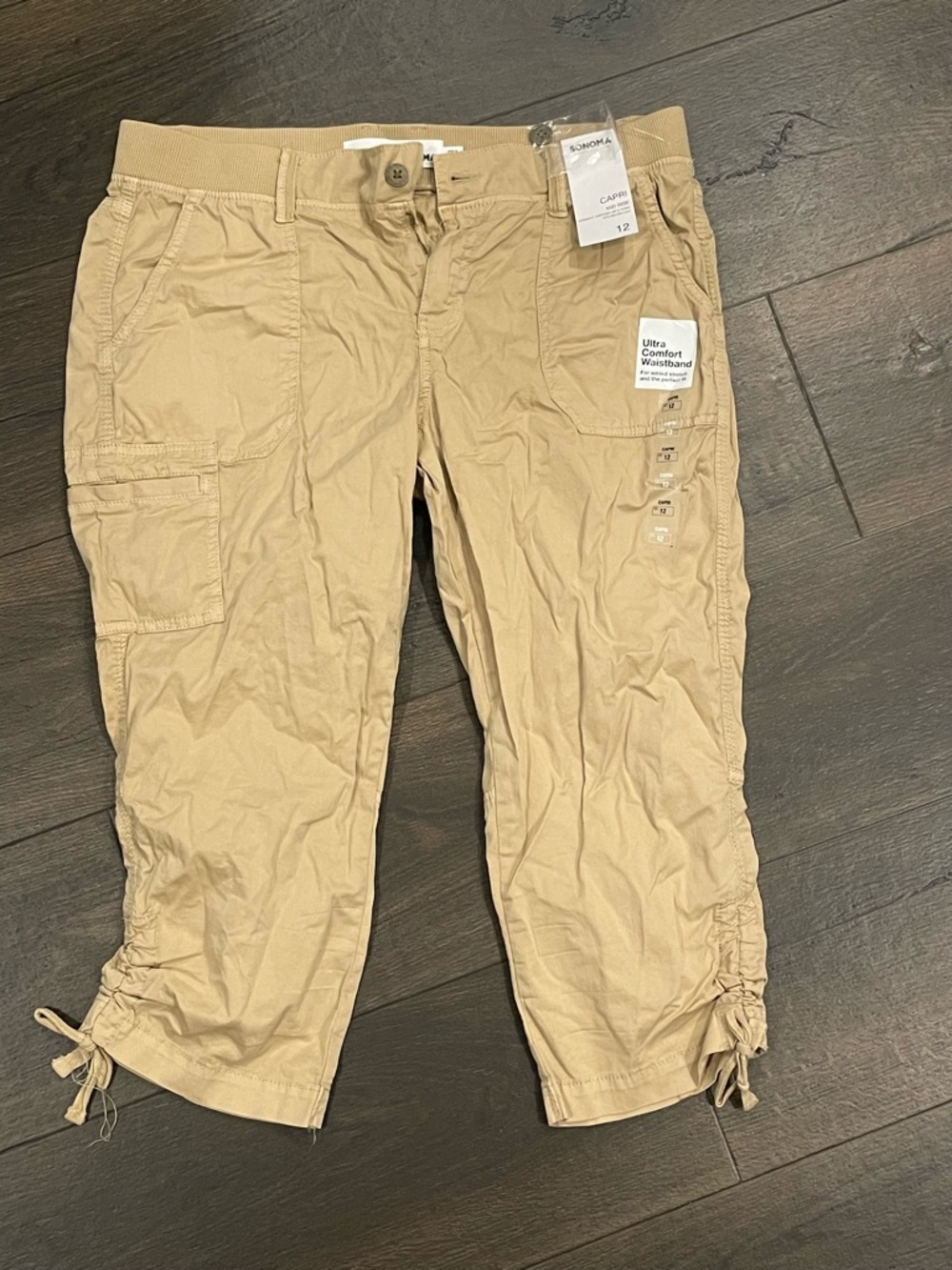 Sonoma Khaki Drawstring Cargo Capris
